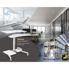 Mount-It! - Poste de travail informatique mobile assis-debout - blanc-Un vaste plan de travail de 71 cm de large, doté d'un emplacement pour appareil et d'un plateau séparé pour le clavier, offre suffisamment d'espace pour votre ordinateur portable ou votre écran, ainsi que pour votre clavier et votre souris