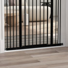PawHut - Barrière pour Animaux 29"-39" avec Porte à Pression pour Chiens - Noir-La porte peut être réglée pour s’ouvrir dans les deux directions ou être verrouillée d’un côté