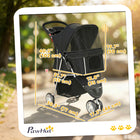 PawHut - Poussette pour animaux de luxe à 3 roues avec frein, auvent - noir-Structure solide résistant à l'usure quotidienne 
