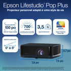 Epson - Projecteur style de vie personnel 4K PRO-UHD Lifestudio Pop Plus avec technologie Sound by Bose - Marine-Projecteur compact et polyvalent - conception moderne compacte et élégante permettant de projeter dans presque tout environnement avec facilité et style