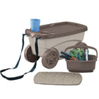 Suncast - Scooter de jardin – Taupe avec couvercle moka-Panier d’accessoires amovible inclus