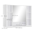 Kleankin - Organisateur de rangement mural pour salle de bain avec miroir et étagères - blanc-Charnières amorties permettant à la porte de s'ouvrir et de se fermer lentement et en douceur 