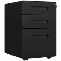 Vinsetto - Classeur à 3 tiroirs format lettre/A4 avec roulettes verrouillable - noir-S'intègre parfaitement à tout décor de bureau, se glisse sous la plupart des bureaux ou espaces de travail à domicile 
