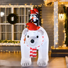 HOMCOM - Décoration de Noël de 7ft avec ours polaire et deux pingouins décoration gonflable - Blanc-6 piquets au sol, 4 cordons de serrage, 1 ventilateur interne et 4 sacs de sable assurent la stabilité 