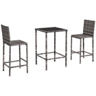 Outsunny - Ensemble de bar de patio 3 pièces pour patios, arrière-cours, balcons, jardins, au bord de la piscine-Ensemble bistro 3 pièces comprenant 1 table et 2 chaises pour une utilisation intérieure et extérieure  