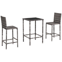Outsunny - Ensemble de bar de patio 3 pièces pour patios, arrière-cours, balcons, jardins, au bord de la piscine-Ensemble bistro 3 pièces comprenant 1 table et 2 chaises pour une utilisation intérieure et extérieure  