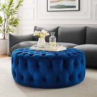 Modway - Amour Gros rond à boutons touffés Performance Velvet Ottoman - Marine-Rembourrage en velours polyester Performance