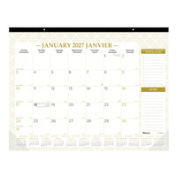 Blueline - 2027 Calendrier sous-main mensuel Collection Or - 12 mois - 22 po x 17 po - Or classique - bilingue-12 mois, de janvier à décembre