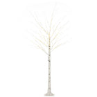 HOMCOM - Arbre de bouleau artificiel lumineux 6 pi avec 96 LED blanc chaud - blanc-Lumières LED blanches chaudes pour décorer l'arbre avec une texture d'écorce de bouleau réaliste 