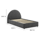 Modway - Resort Tissu rembourré Lit jumeau rond voûté, Ardoise tissée bruyère-Capacité de poids : 800 lb