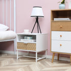 HOMCOM - table de chevet moderne avec tiroir et étagère de rangement - blanc-Le tiroir et le compartiment ouvert offrent beaucoup d’espace pour ranger des livres, des lampes, des stylos ou des essentiels pour la nuit