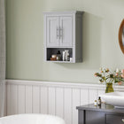 kleankin - Armoire murale de salle de bain avec étagère - gris-L’étagère réglable permet de stocker des objets plus grands, sans vous soucier de leur taille