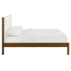 Modway - Olea Bois massif Boucle à touffes de canal Lit de plateforme complet, Noyer plume-Lattes de bois solides
