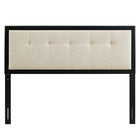 Modway - Draper Touffe Tissu et bois Tête de lit Queen, Noir beige-Bois d’hévéa et placage MDF