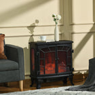 HOMCOM - Foyer électrique portatif avec effet de flamme et minuterie, noir-750W et 1500W, options de chauffage à 2 niveaux pour différentes pièces et conditions météorologiques 