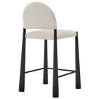 Modway - Hayley Tissu rembourré Tabouret de comptoir - Crème noire-Glissières de plancher ajustables non marquées