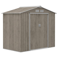 Outsunny - Abri de rangement 7' x 4', Maison à outils, marron clair vieilli-Espace de rangement spacieux pour les outils de jardin, l'équipement d'entretien des pelouses, les fournitures et plus encore