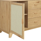 Manhattan Comfort - Buffet moderne mi-siècle Sheridan 150 cm avec rangement - Finition Nature-Poignée verticale en bois massif avec finition peinte