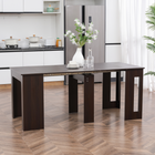 HOMCOM - Table à manger rectangulaire extensible 23,6 po-70,9 po pour 6-8 personnes - brun foncé-Séparez le plateau et déployez-le complètement, puis ajoutez plusieurs panneaux sur les rails 