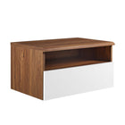 Modway - Envision Fixation murale Table de chevet, Blanc noyer-Table de nuit Wall Mount
