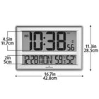 Marathon – Horloge murale atomique surdimensionnée avec support de table, argent-Heure avancée, marche/arrêt