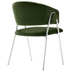 Modway - Nella Rembourré Performance Velvet Chaise à manger Ensemble de 2 - Argent vert mousse-8