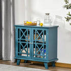 HOMCOM - Armoire de rangement 31 po L avec portes à treillis et étagère - bleu-Convient pour le rangement des accessoires quotidiens, ustensiles, produits secs, DVD, linges de maison et serviettes 