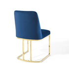 Modway - Amplify Base de traîneau Performance Velvet Fauteuil d’appoint de salle à manger - Marine d’or-Capacité de poids de la chaise : 331 lb.