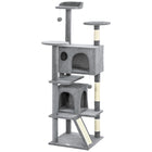 PawHut - Arbre à chat 63 po H, avec deux niches pour chats - gris clair-Le centre de jeu garde les chats divertis et actifs 