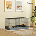 PawHut - Cage enclos pour cochons d’Inde et lapins avec toit amovible-Espaces séparés avec porte de visite pour plusieurs animaux 
