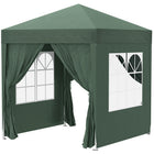 Outsunny - Tente auvent pliante 6.6 pi l x 6.6 pi L avec parois latérales - Vert-Tente de fête 6,6 x 6,6 po avec 4 parois amovibles, idéale pour une utilisation lors d'événements en plein air, comme les barbecues, marchés aux puces et plus encore