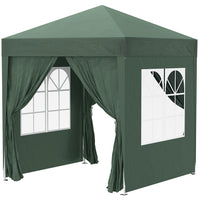 Outsunny - Tente auvent pliante 6.6 pi l x 6.6 pi L avec parois latérales - Vert-Tente de fête 6,6 x 6,6 po avec 4 parois amovibles, idéale pour une utilisation lors d'événements en plein air, comme les barbecues, marchés aux puces et plus encore