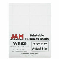JAM Paper - Marque-places de table pliables - 80 lb - 2 3/16 po x 3 po - 3/8 po - Marque-places à panneaux tissés blanc brillant Strathmore - paquet de 25-Couleur : marque-places Strathmore à panneau tissé blanc brillant.