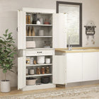 HOMCOM - Armoire de cuisine autoportante 71 po avec 4 portes et 2 grands compartiments - blanc vieilli-Convient pour le rangement des aliments, assiettes, bocaux, ustensiles, serviettes et autres articles ménagers 