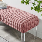 Modway - Prologue Tissé Performance Velvet Ottoman - Rose poussiéreuse-Rembourrage en mousse dense