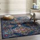 Modway - Entourage Treillis floraux vintage Khalida Tapis de 5 pi l x 8 pi L - Bleu Orange Jaune Rouge-Tissage serré à poil bas