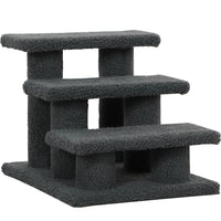 PawHut - Escalier pour animaux à 3 marches recouvert de tapis - gris foncé-Escalier pour chat avec griffoirs, comprenant 3 marches et 6 poteaux pour que les animaux puissent griffer, grimper et jouer 