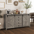 HOMCOM - Buffet de style ferme 59,8 po L avec rangement - gris clair vieilli-Deux portes coulissantes pour un accès facile aux essentiels dans deux armoires latérales 