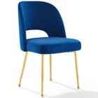 Modway - Rouse Salle à manger Fauteuil d’appoint Ensemble de 2 - Marine-Pieds en acier inoxydable doré