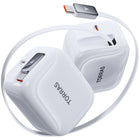 Torras - Chargeur rapide rétractable YOGA 67 W - Blanc-Puissance maximale 67 W
