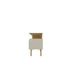 Manhattan Comfort - Meuble TV Yonkers 62,99 po style Mid-Century Modern - Blanc cassé et Cannelle-Base encadrée élégante à pieds évasés fabriquée en bois massif pour une durabilité accrue