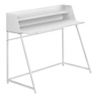Monarch Specialties - 7545 Bureau 48 po L - Blanc/Metal Blanc-Bureau d'ordinateur au fini blanc avec une petite huche avec 1 longue tablette