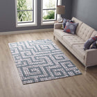 Modway - Nahia Labyrinthe géométrique Tapis de 5 pi l x 8 pi L - Ivoire gris clair et bleu ciel-Tissage serré à poil bas
