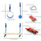 Outsunny - Ensemble de slackline ninja 33 pi, 30 pièces, corde de 10 m avec obstacles, cadre d’escalade pour enfants de 3 à 6 ans-Manchons de protection pour éviter d'endommager les arbres 