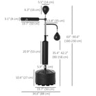 Soozier - Sac De Frappe Sur Pied Avec 2 Balles Rapides - Barre Réflexe 360° - Noir-Base stable en HDPE pouvant être remplie d'eau ou de sable  