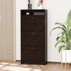 HOMCOM - Armoire à chaussures étroite avec 3 abattants et étagère ouverte - café-Un compartiment ouvert en haut pour les clés et autres petits accessoires 