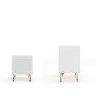 Manhattan Comfort - Rockefeller commode et table de chevet style milieu du siècle moderne - blanc - ensemble de 2-Pieds évasés élégants en métal pour une durabilité accrue