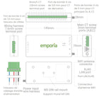 Emporia - Chargeur de véhicule électrique Classic niveau 2 48 A câblé J1772 et ensemble de gestion de charge biphasée Vue 3 - Blanc-Moniteur énergétique certifié ul s installe dans panneau électrique résidentiel avec capteurs à pince et prend en charge systèmes monophasés jusqu à 240VAC ligne neutre monophasés divisés 120 240VAC et systèmes triphasés jusqu à 415Y 240VAC sans prise en charge delta