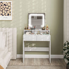 HOMCOM - Coiffeuse avec miroir et lumières - 29,5 po L x 15 po l x 53,1 po H - blanc-Construction en panneau de particules revêtu de mélamine avec conception anti-basculement et pieds antidérapants assurant durabilité et stabilité 
