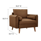Modway - Revive Rembourré Cuir végane Fauteuil d’accent - Brown-Rembourrage en mousse dense